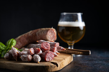 Assortment of salami sausage.