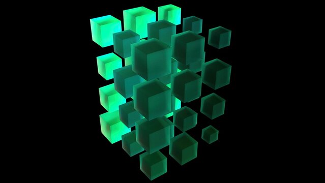 Fractal from aquamarine cubes