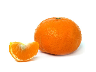 Isolated lobules of tangerine with clipping path. Shadow is not included with the clipping path.