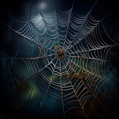Ilustração de uma teia de aranha em um fundo escuro