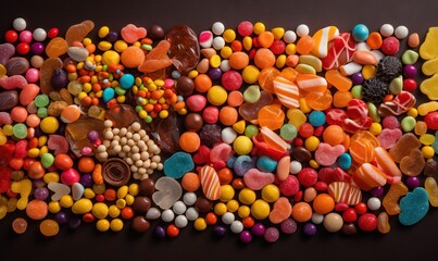 Fototapeta na wymiar a large amount of candy and candies on a table. generative ai