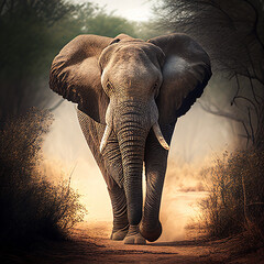 Retrato de uma elefante na savana da áfrica