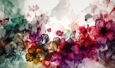  a painting of flowers painted on a white background with watercolors.  generative ai