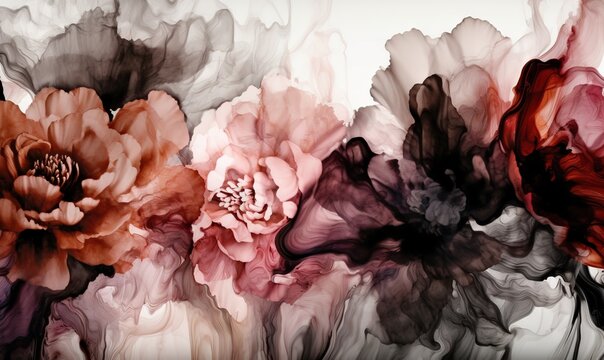  a group of flowers that are on a wall in a room.  generative ai