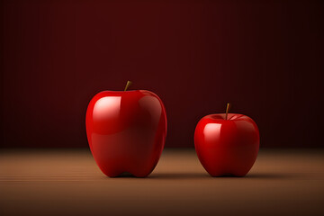 Obraz premium 2 red apple on black background