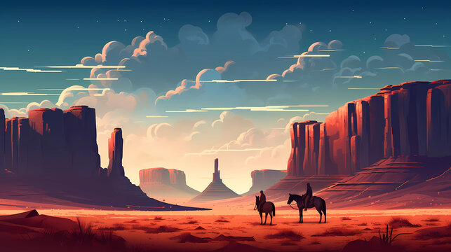 Illustration of a beautiful view of the canyon, USA