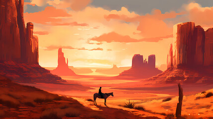Illustration of a beautiful view of the canyon, USA