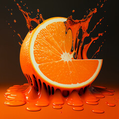 Ilustração de uma fruta laranja em um fundo neutro - obrazy, fototapety, plakaty