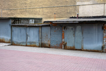 Old garages in the city yard