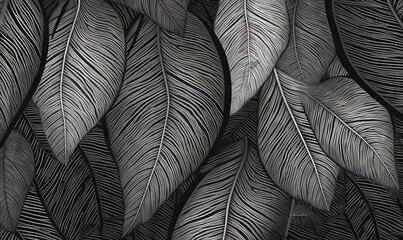  a black and white photo of a bunch of leafy plants.  generative ai
