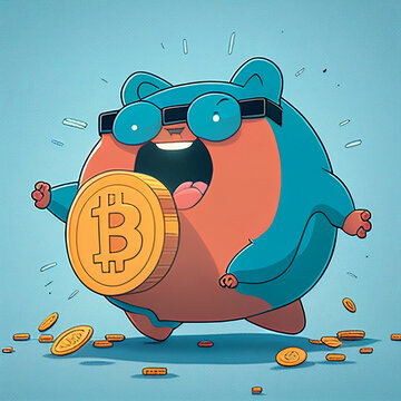 illustration of an animal with a bitcoin coin cripto money
