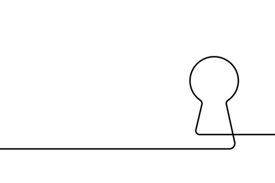 recommend clip art: Keyhole icon. Black silhouette lock continuous line isolated on white background. Hand drawn padlock. Secrecy drawing graphic. Simple flat lock. Symbol outline secret concept. Vector illustration