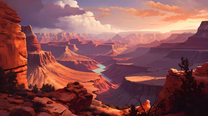 Fototapete Bordeaux Illustration of a beautiful view of the canyon, USA