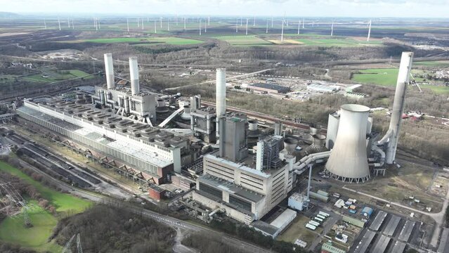 Grevenbroich, 11th of March 2023, Germany. Neurath Power Plant Kraftwerk Neurath is located between Grevenbroich-Neurath and Rommerskirchen in the state of North Rhine-Westphalia close to Frimmersdorf