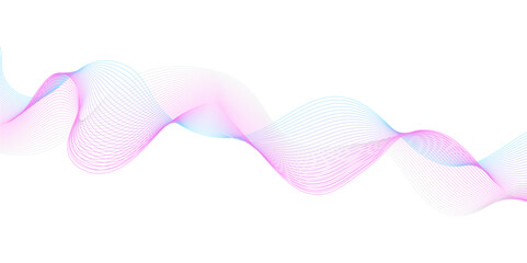 Abstract blue, pink blend wave lines on transparent background. Modern blue flowing wave lines and glowing moving lines. Abstract frequency sound wave lines and technology curve lines background. 