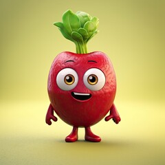 Cute Cartoon Beet Character (Generative AI)