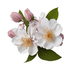 Sakura Cherry Blossom with Leaves, Clip Art Transparent PNG