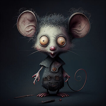 A illustration cartoon of a zombie rat mouse - ai generated ia generative 