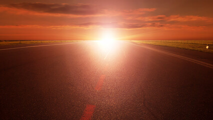 road towards sunset sun