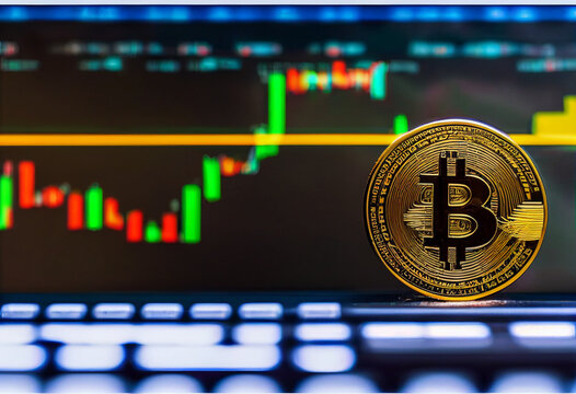 Bitcoin coin 3d model with financy background money currency criptocoin cripto criptomoney ai generated ia generative 