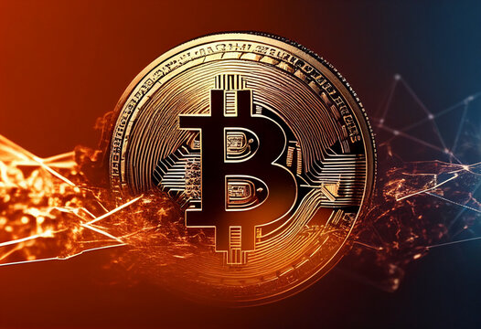 Bitcoin coin 3d model with financy background money currency criptocoin cripto criptomoney ai generated ia generative 