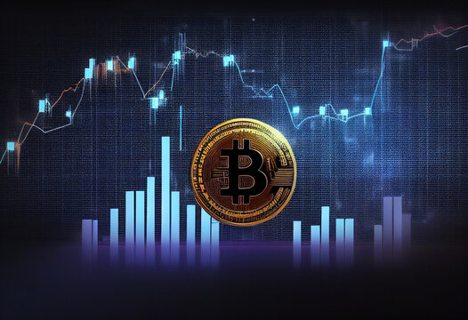 Bitcoin coin 3d model with financy background money currency criptocoin cripto criptomoney ai generated ia generative 
