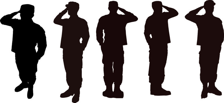 Captain, patriot and soldier salute, vector illistration on black color