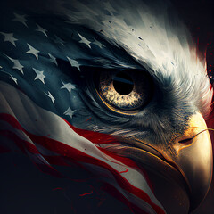 An eagle with a usa flag on his face ai generated