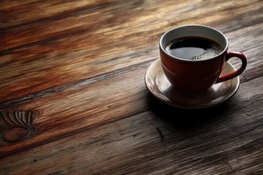 cup of Americano coffee on a wooden table with Ai Generated