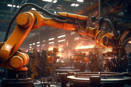 Robot arm working in the industrial factory with Ai Generated