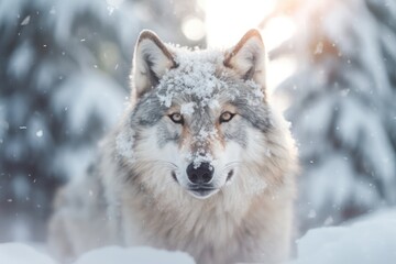 Fototapeta premium gray wolf in the snow with Ai Generated