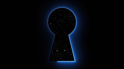 Keyhole with stars, computer graphics abstract background, 3D rendering