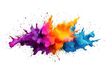 Fototapeta premium Abstract colorful splatter, paint, brush strokes watercolor, stain grunge isolated on clear background, colored spray, variety of colors, with Generative AI.