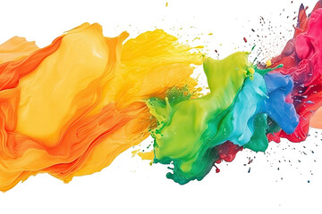 Abstract colorful splatter, paint, brush strokes watercolor, stain grunge isolated on clear background, colored spray, variety of colors, with Generative AI.