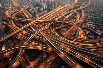 Lightspeed, urbam traffic. roads in the night.