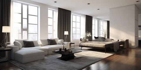 Fototapeta na wymiar Chic Modern Living Room Interior AI Generated Generative AI