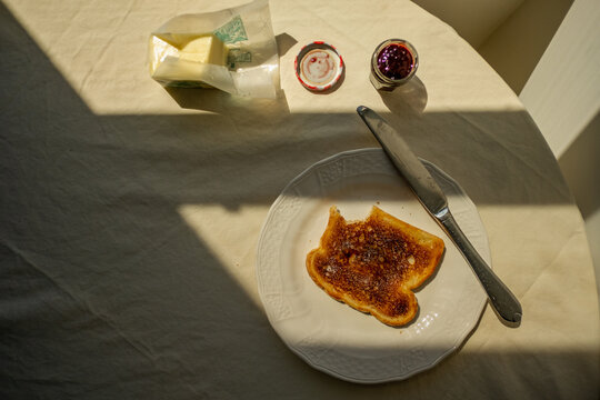 Toast on white background