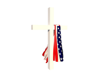 usa flag on a cross, transparent background