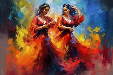 Fototapeta na wymiar Abstract Flamenco: Vivid Passion Dance. Generative AI