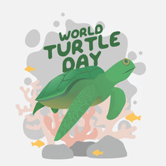 world turtle day design template for celebration. turtle vector design. turtle day illustration. flat design.