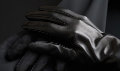 a pair of black gloves sitting on top of a chair.  generative ai