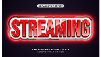 Obraz premium 3D Live Streaming text effect with a glow. Editable glossy red text effect with a futuristic style