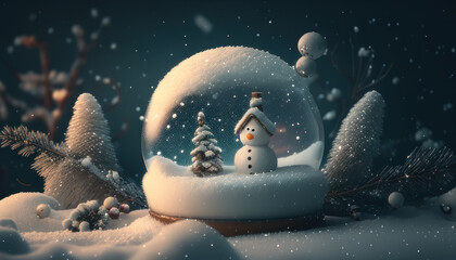 Obraz na płótnie Canvas christmas tree and snowman Generative Ai