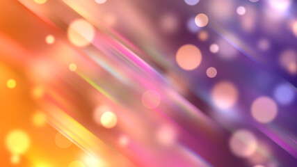 Abstract multicolored highlights background with light effect, bokeh and stripes particles, 3d rendering
