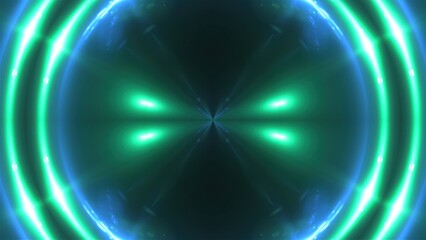 3d render of multicolored fractal lights. Glowing effects. Computer generated background of flickering circles.