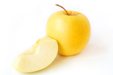Tasty juicy apples on a white background.