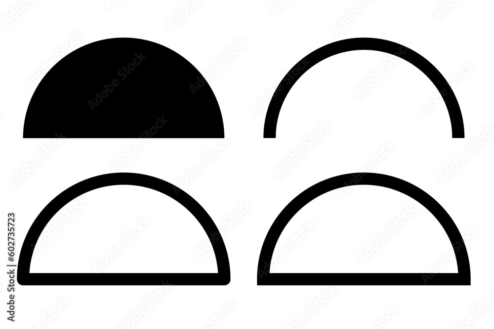 Wall mural set of semicircle vector editable stroke. divide geometric design element half of a circle curve lin