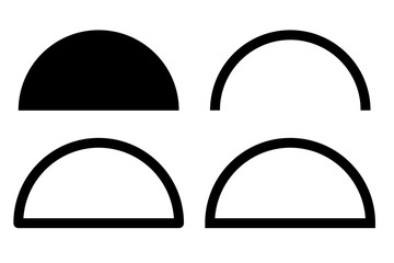 Set of Semicircle Vector Editable Stroke. Divide Geometric Design Element Half of a Circle Curve Line Half-moon - obrazy, fototapety, plakaty