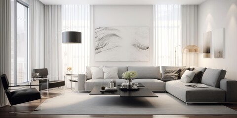 Chic Modern Living Room Interior AI Generated Generative AI