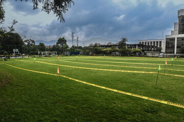 Soccer field in the foreground